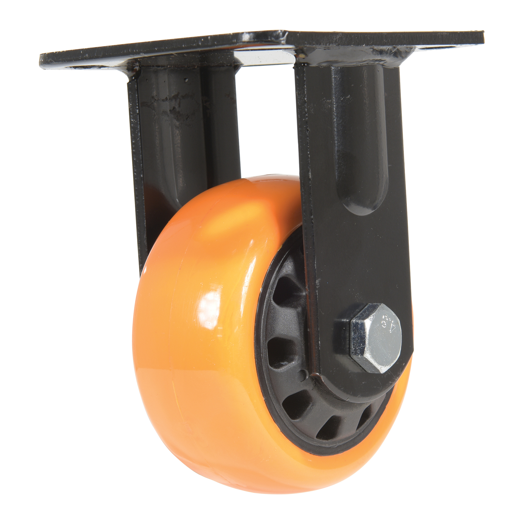 Vestil Polyurethane Rigid Caster 4 In. Diameter x 2 In. Width 594 Lb. Capacity Orange/Black